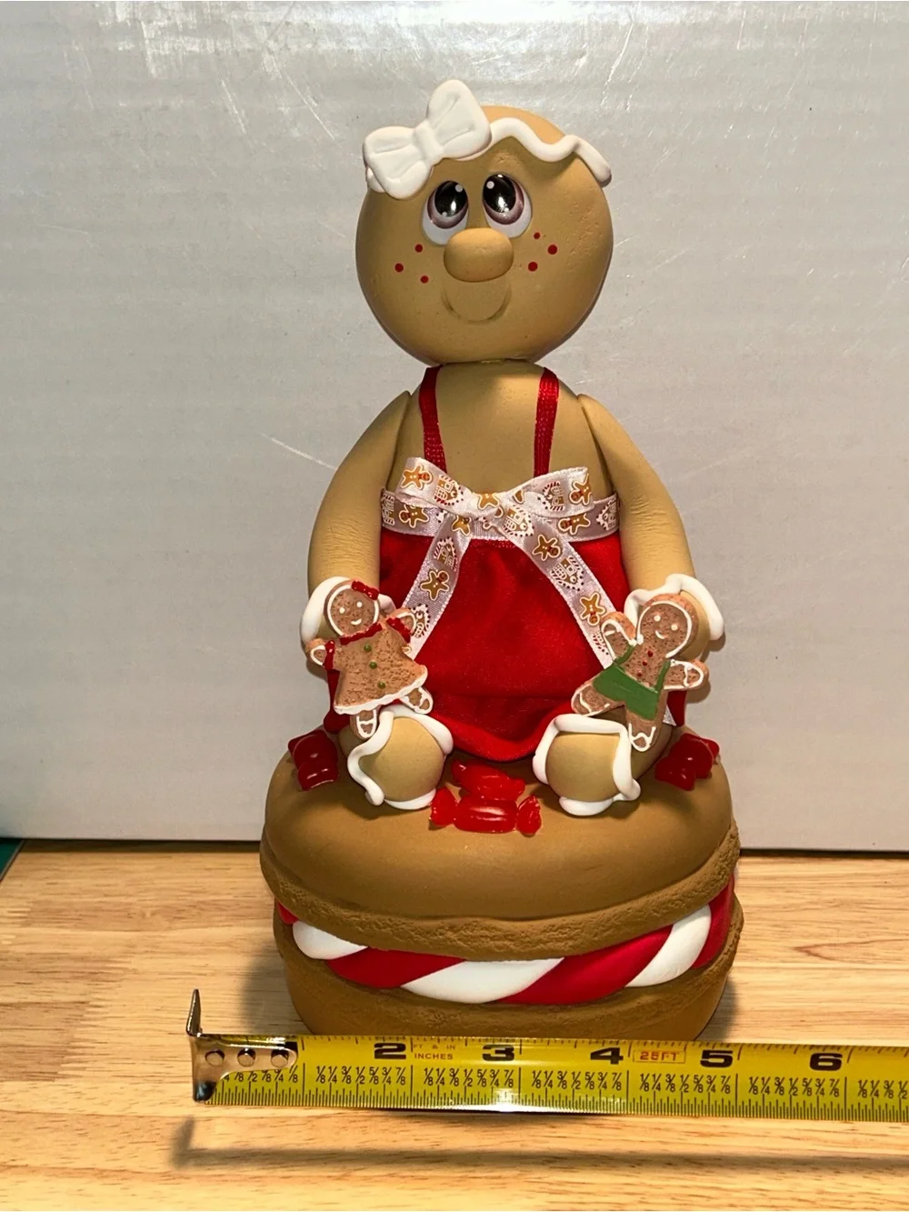 Festive Fake Clay Gingerbread on Large Faux Macaron Display Handmade